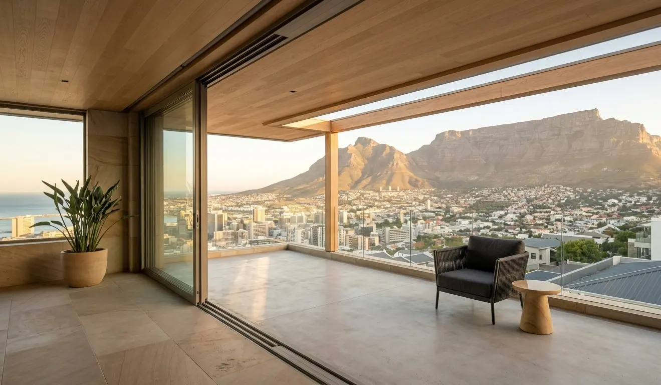 Modern apartment with a Cape Town city and mountain view